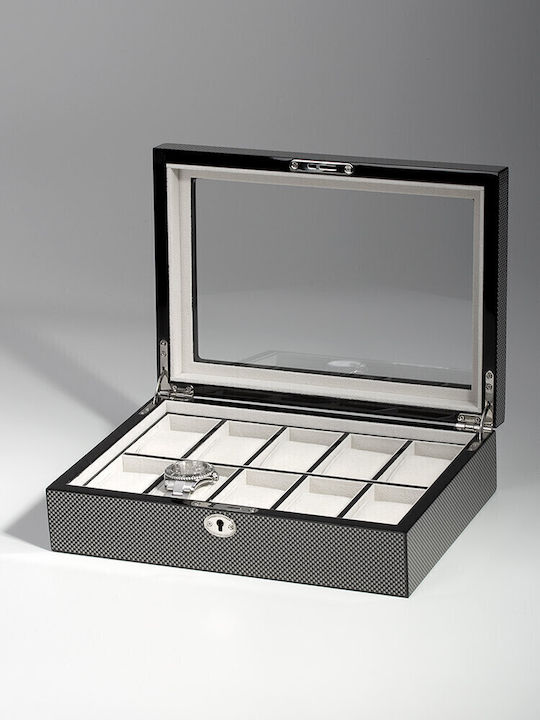Rothenschild Wooden Case with transparent lid for 20 watches in Black color RS-2071-10CA