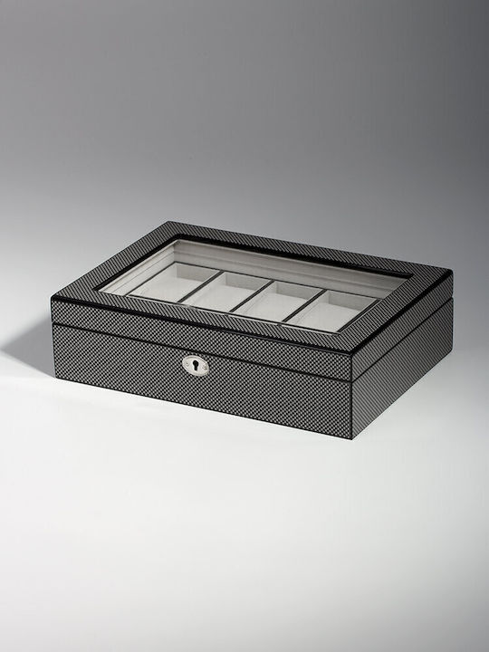 Rothenschild Wooden Case with transparent lid for 20 watches in Black color RS-2071-10CA