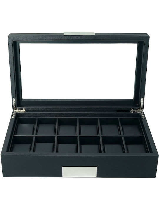 Rothenschild Case with transparent lid for 12 watches in Black color RS-3633-BL Rothenschild Case with transparent lid for 12 watches in Black color RS-3633-BL