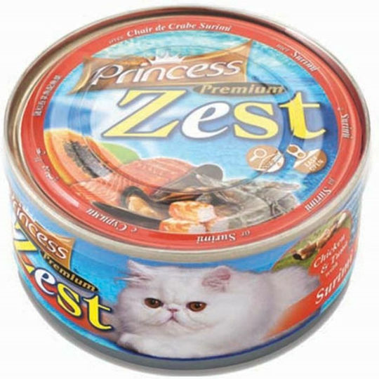 Princess Premium Zest Υγρή Τροφή για Ενήλικες Γάτες σε Κονσέρβα με Κοτόπουλο και Τόνο 6x170gr