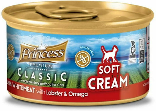 Premium Classic Soft Cream Wet Food for Cats in Cans with Lobster and Tuna 6x50gr