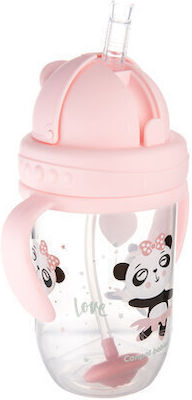 Canpol Babies Non Spill Toddler Plastic Cup with Handles and Straw 270ml for 6m+ Pink