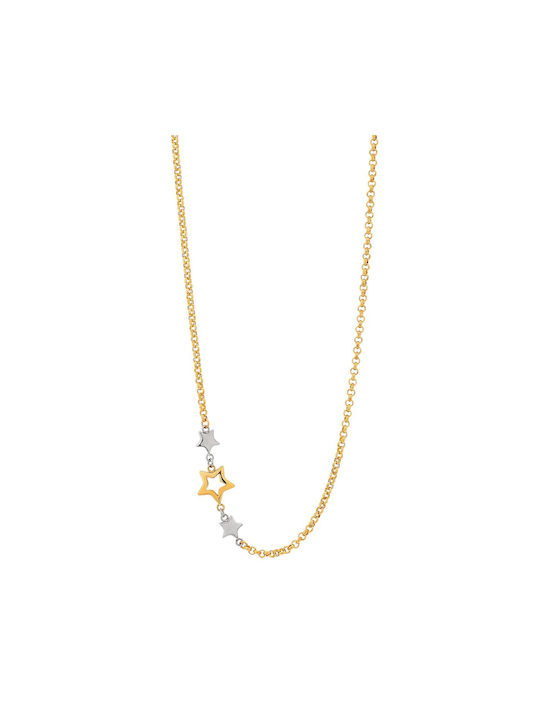 Visetti Necklace with design Star from Gold Plated Steel