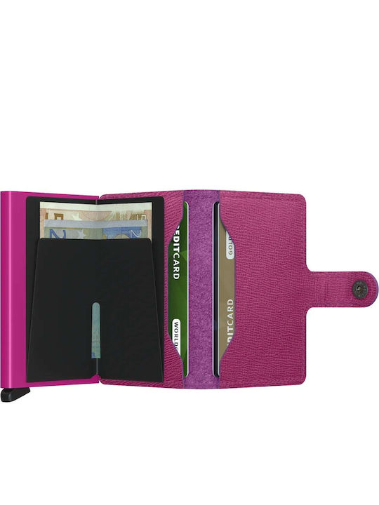 Miniwallet Crisple Portofel bărbătesc Carduri cu RFID și mecanism Slide Fuchsia