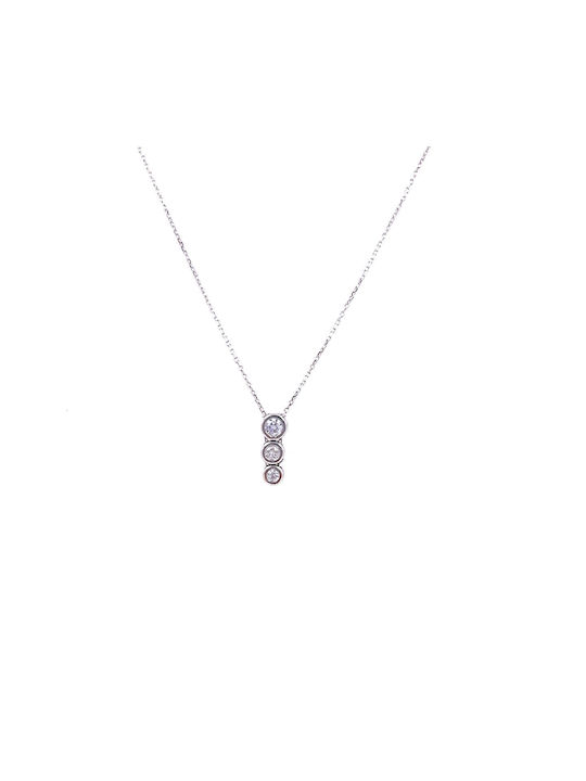 Mertzios.gr Necklace from White Gold 14K with Zircon