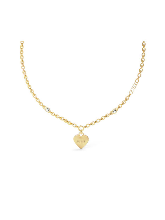 Guess Falling In Love Necklace with design Heart from Gold Plated Steel with Zircon