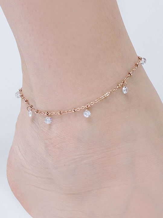 Luca Barra Bracelet Anklet Chain made of Steel Gold Plated with Zircon