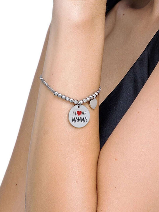 Luca Barra Armband Kette mit Design Mutti aus Stahl