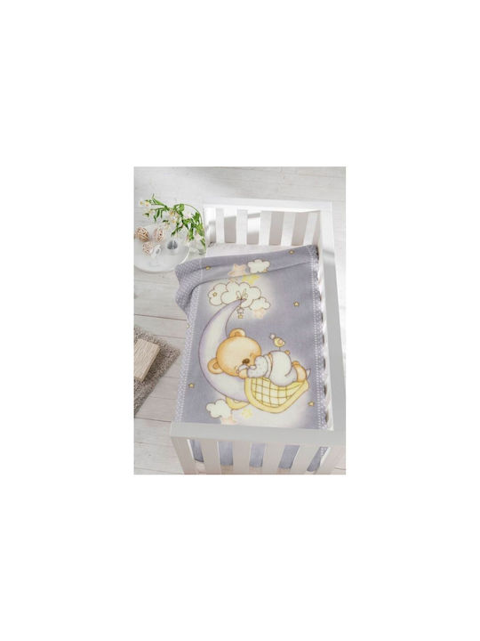 Piel SA Decke Wickeltücher für Kinderzimmer 6375 Sleepy Bear Samt Gray 80x110cm