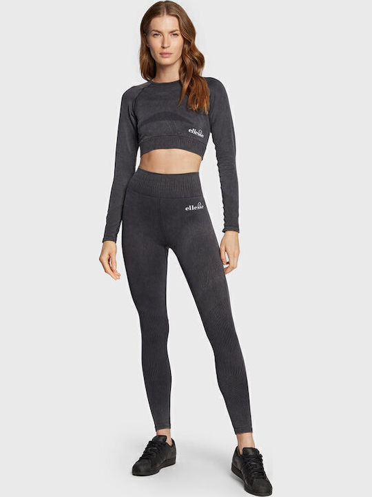 Gelita Γυναικείο Crop Top Μακρυμάνικο Γκρι