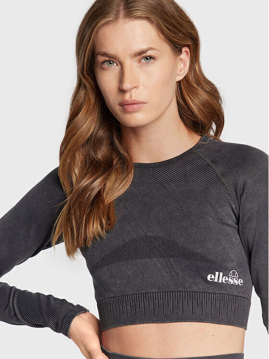 Gelita Γυναικείο Crop Top Μακρυμάνικο Γκρι