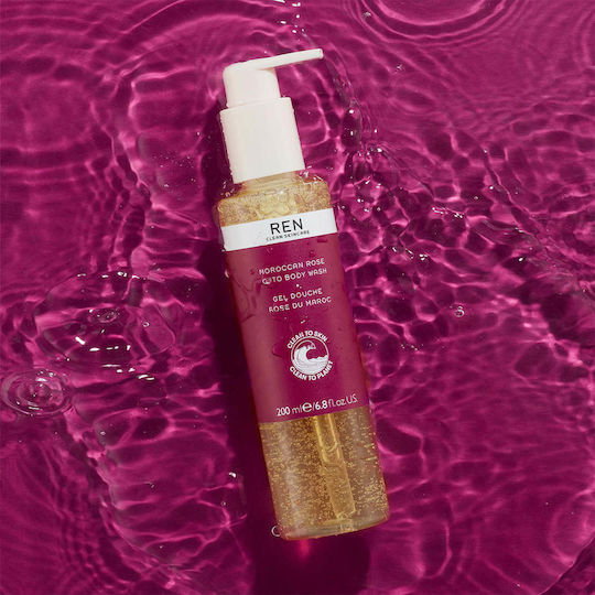 Ren Clean Skincare Moroccan Rose Bubble Bath Gel with Chamomile and Rose Scent 200ml