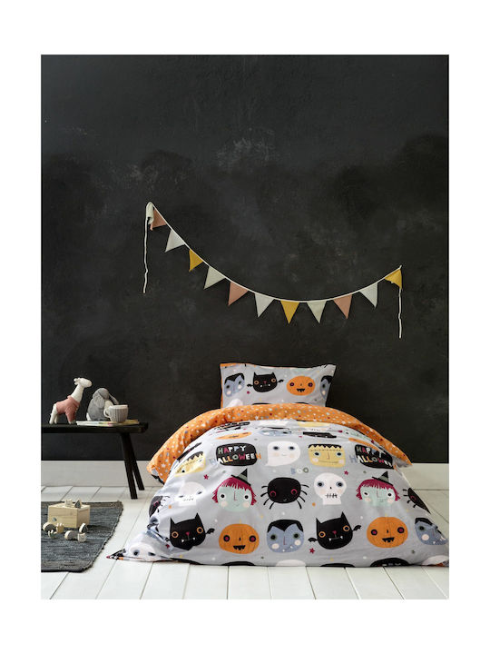 Nima Kids Duvet Single Happy Halloween Gray 160x240cm