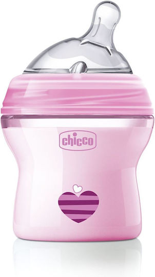 Chicco Plastic Baby Bottle Natural Feeling Anti-Colic with Silicone Nipple for 2+ months Pink Star - Pink 250ml