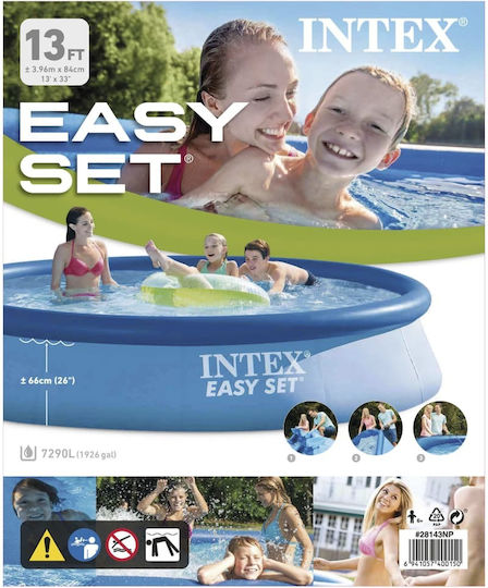 Intex Easy Set Rundes Schwimmbecken PVC 7290l Aufblasbar 396x84cm Blau
