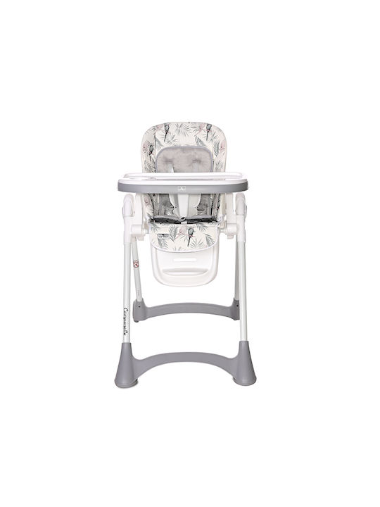 Lorelli Campanella Foldable Highchair with Plastic Frame & Leatherette Seat Grey Parrots