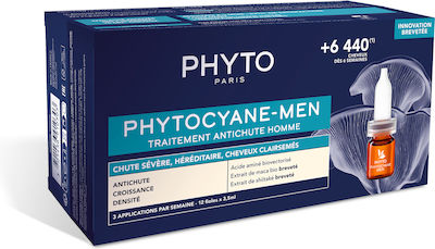 Phyto Phytocyane Traitement Anti-Chute Αμπούλες Μαλλιών κατά της Τριχόπτωσης για Άνδρες 12x5ml