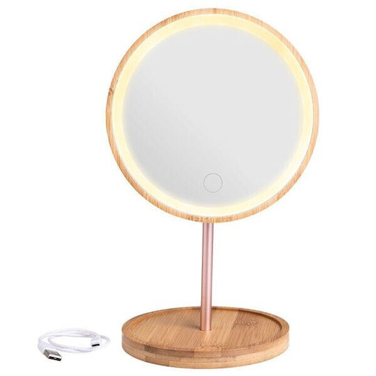 Estia Καθρέπτης Μακιγιάζ Επιτραπέζιος Bamboo Essentials με Φως 18x30cm Bamboo