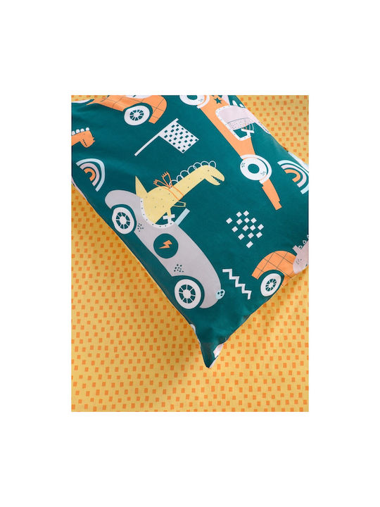 Kocoon Dino Race Set Kids Duvet Cover Single with Pillowcase Cotton Multicolored 160x240cm