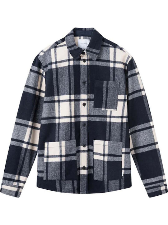Μακρυμάνικo Overshirt Καρό Navy Μπλε