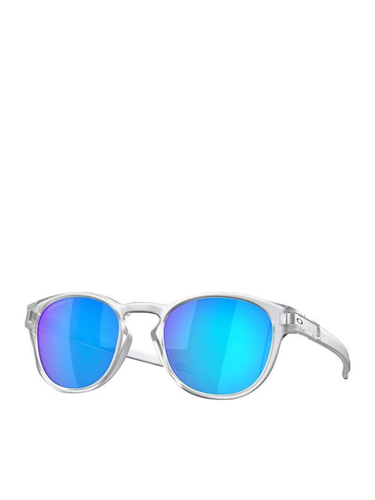 Oakley Latch Herren Sonnenbrille mit Weiß Kunststoff Gestell und Blau Polarisiert Spiegel Linse OO9265-65