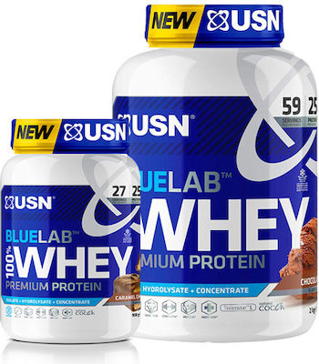 USN BlueLab 100% Whey Premium Суроватъчна Протеин с Вкус на Банан 908гр