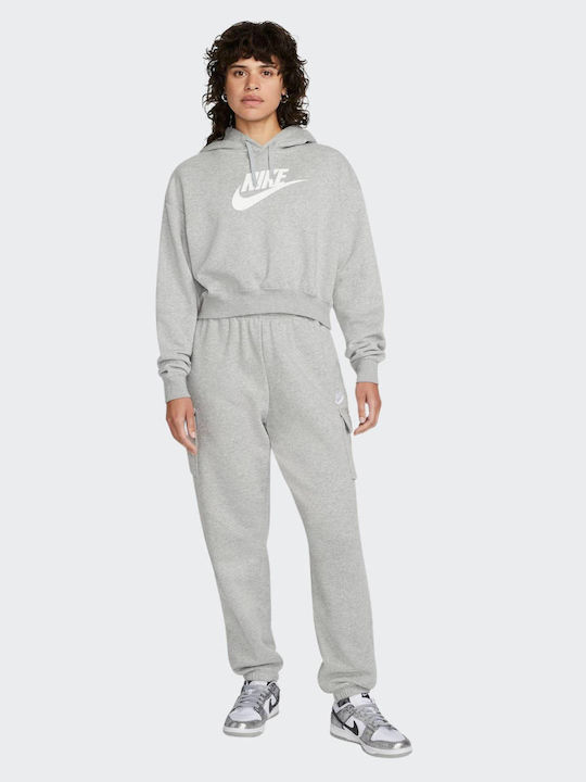 Cropped Women's Sweatshirt Hooded Gray