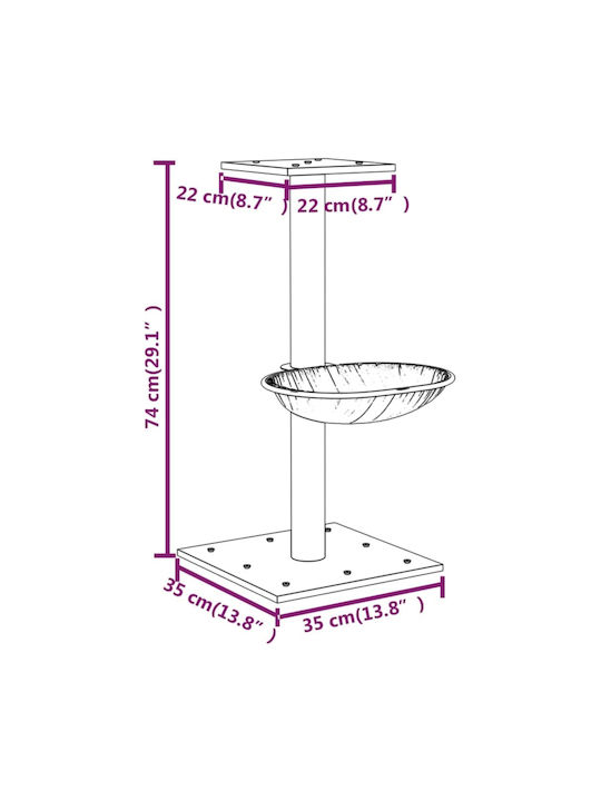 vidaXL Ονυχοδρόμιο Γατόδεντρο Γκρι 35x35x74εκ.