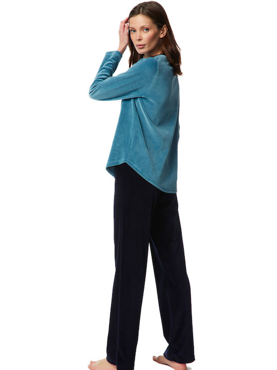 Minerva Winter Women's Pyjama Set Velvet Petrol