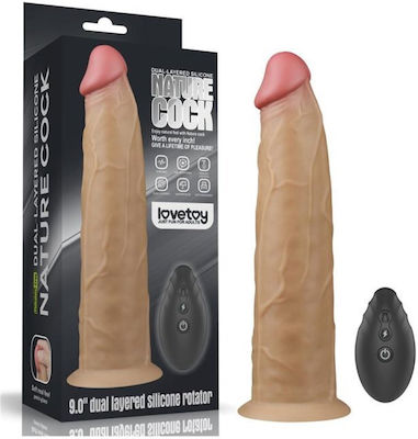 Lovetoy Dual Layered Realistic Vibrator with Remote Control Vibe with Rotation 9 23cm LV410211 Flesh