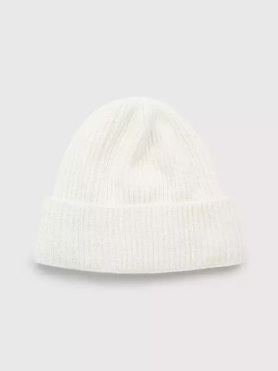 Beanie Γυναικείος Σκούφος με Rib Πλέξη σε Λευκό χρώμα
