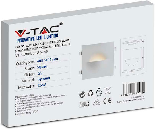 V-TAC Modern Leuchte Wand mit Fassung G9 Weiß 40cm