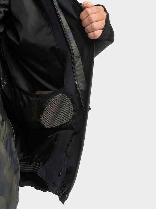 Quiksilver Mission Printed Block EQYTJ03339-KVJ2 Ανδρικό Μπουφάν για Σκι & Snowboard True Black/Fade Out Camo