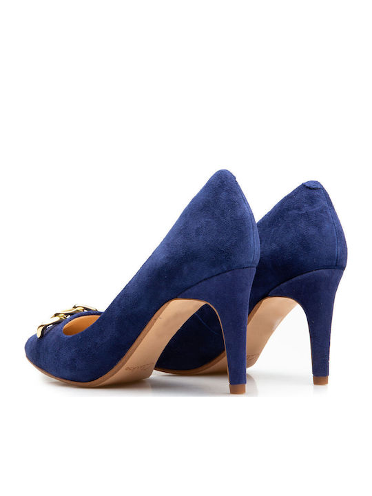 Suede Navy Blue Heels Laina 85