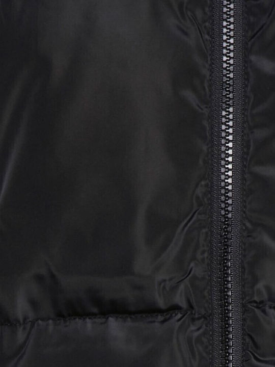 Retro Essential Κοντό Γυναικείο Puffer Μπουφάν για Χειμώνα Μαύρο
