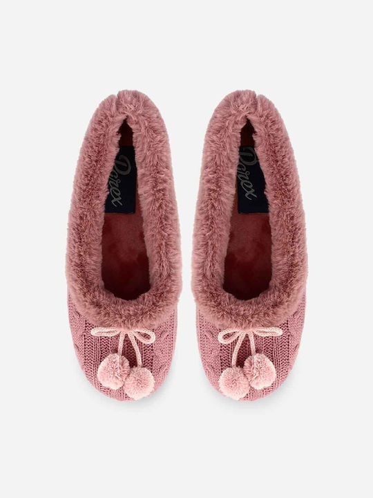 Parex Closed-Back Women's Slippers with Fur In Pink Colour 10126283.PI