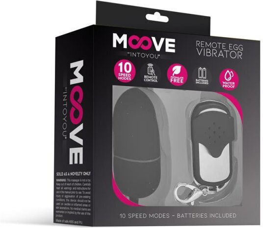 IntoYou Moove Intoyou Medium Vibrating Egg with Remote Control Vibrator Egg cu Telecomandă 6cm Negru