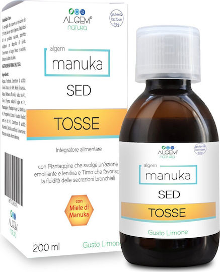 Algem Natura Manuka Sed Tosse Syrup Syrup for Dry & Productive Cough for Dry and Productive Cough Gluten-Free Honey 200ml