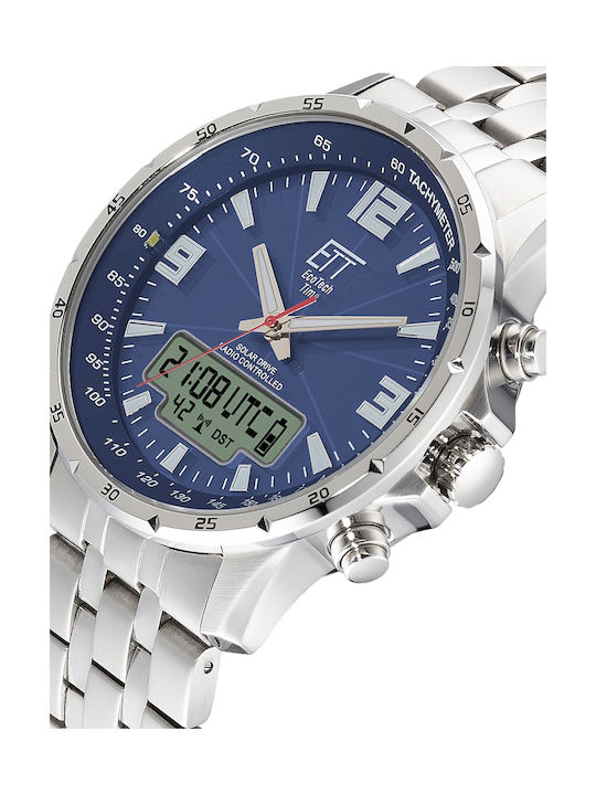 ETT Analog/Digital Watch Chronograph Solar with Silver Metal Bracelet