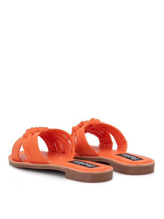 Bozikis Leather Women's Flat Sandals In Orange Colour