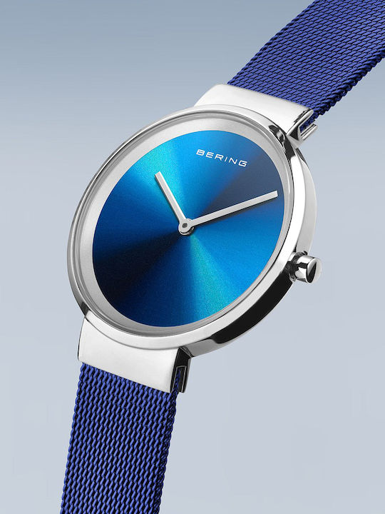 Bering Time Classic Γυναικείο Ρολόι 31mm Μπαταρίας με Μπλε Μεταλλικό Μπρασελέ