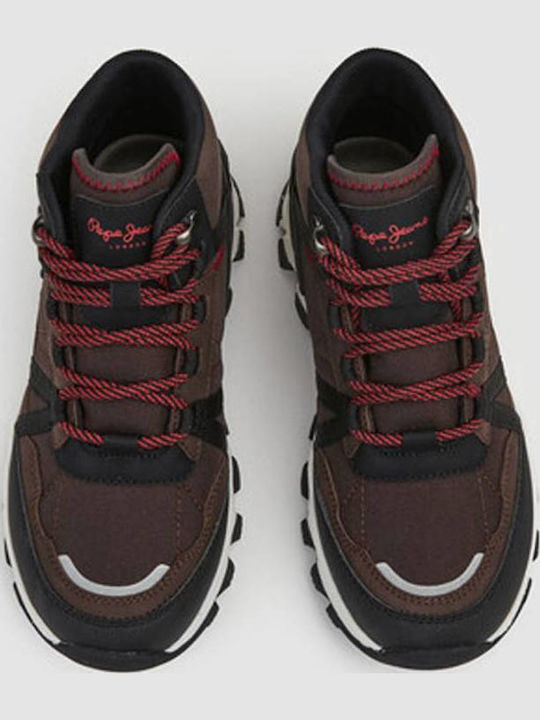Kids Waterproof Leather Hiking Boots Brown