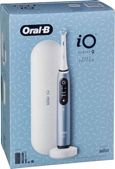 Oral-B iO Series 9 Electric Toothbrush with Timer, Pressure Sensor, and Travel Case Luxe Edition Aqua Marine