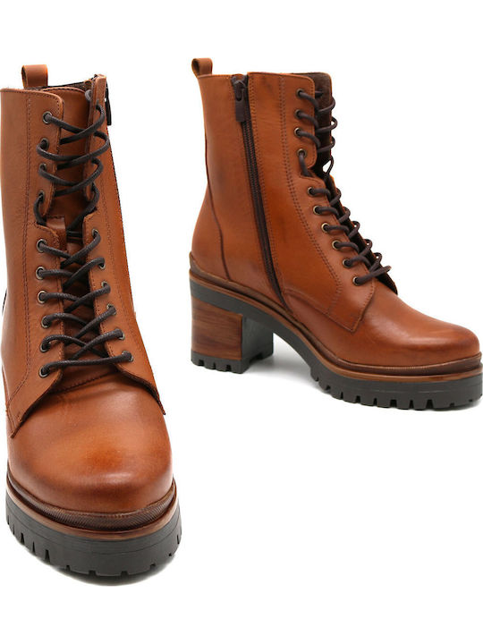 Leather Women's Ankle Boots Tabac Brown