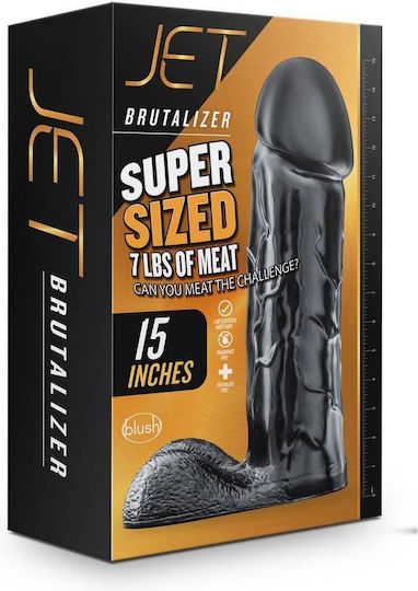 Blush Jet Brutalizer Glass Dildo with Scrotum Black 38cm