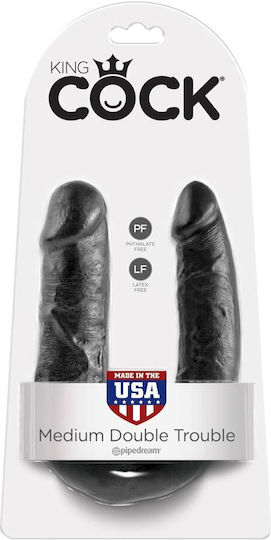 King Cock Medium Double Trouble Doppeldildo Schwarz 17cm