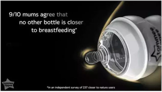 Tommee Tippee Plastic Baby Bottle Closer to Nature Anti-Colic with Silicone Nipple for 3+ months Transparent 340ml