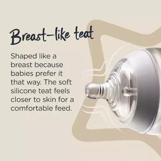 Tommee Tippee Plastic Baby Bottle Closer to Nature Anti-Colic with Silicone Nipple for 3+ months Transparent 340ml