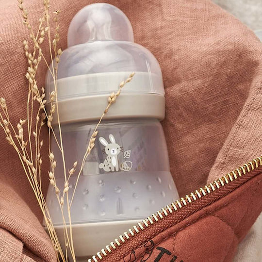 Mam Plastic Baby Bottle Easy Start Anti-colic Forest Anti-colic with Silicone Teat for 0+ Months Gray Bunny - Gray 160ml