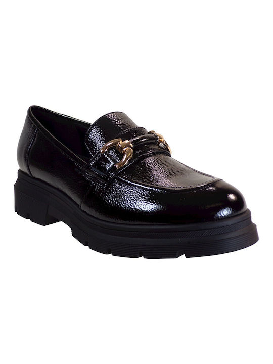 Fardoulis 126-34 Women's Patent Leather Loafers Black